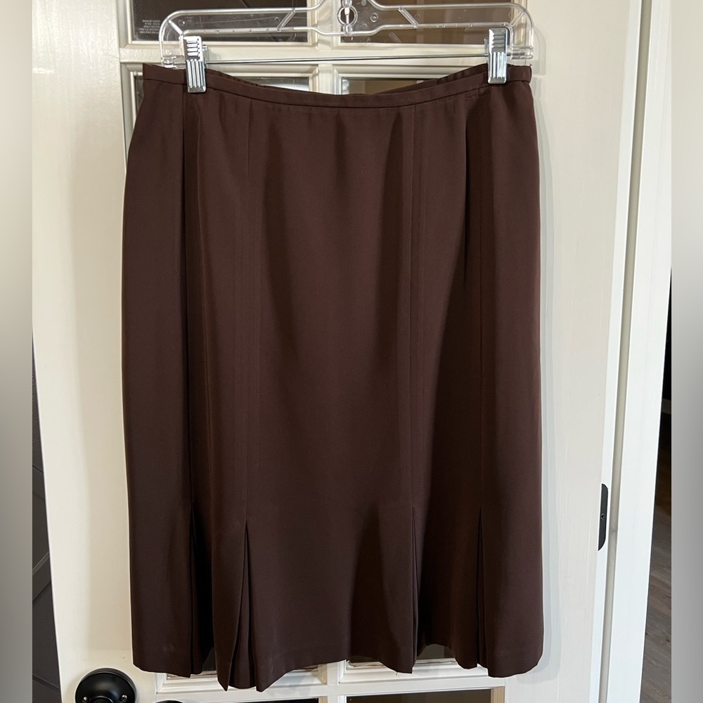 NORTON MCNAUGHTON Vintage Brown A-Line Box Pleat Skirt Size 10